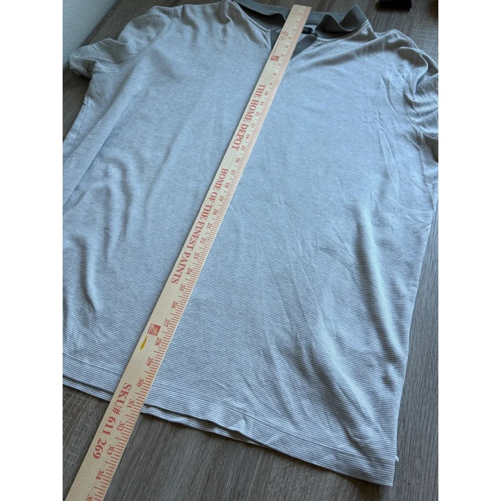 Banana Republic Luxury Touch Performance Polo Shirt XXL Tall Grey Stripe V-Neck